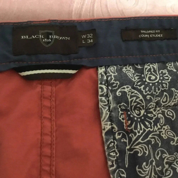 NWT Black Brown Tailored fit  chinos Pants Mineral Red 100% cotton W 32 L 34 - Picture 5 of 8